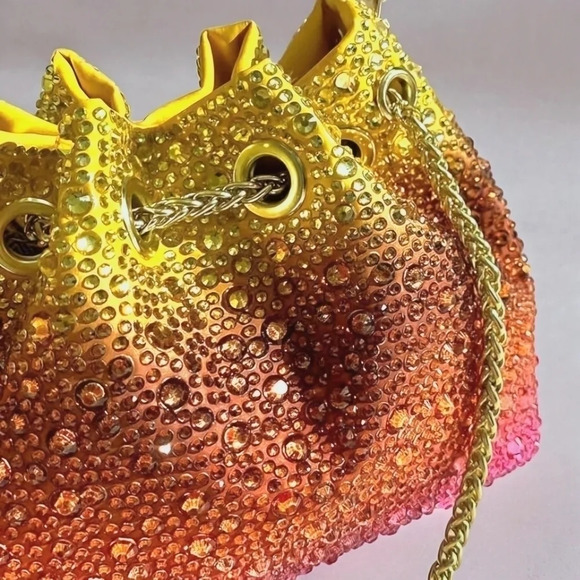 ๐๏ธDazzling Evening Party Cocktail Rhinestones Crystals Colorful Bucket  Bag - Picture 13 of 16